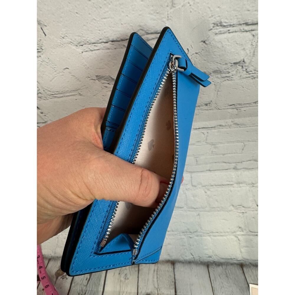 KATE SPADE NEW YORK Cameron blue saffiano leather logo wallet NEW - Picture 5 of 8